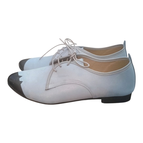 Bangi Handmade Leather Blue Black Lace Up Shoes Two-Tone Size 38 - Picture 3 of 5